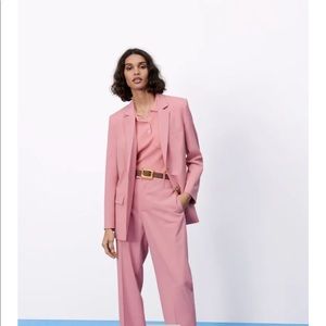 Pale pink relaxed blazer with pockets